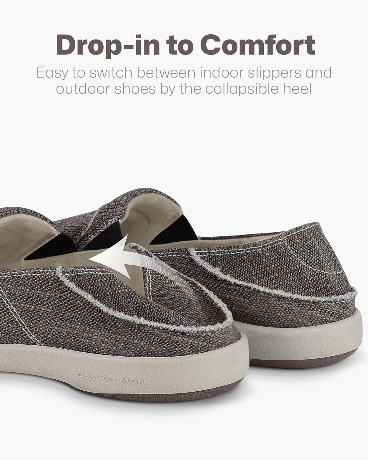 Mens Slip On Shoes, Canvas Loafers with Arch Support, Orthopedic Casual Sneakers for Plantar Fasciitis, Indoor & Outdoor Walking Slippers Shoes for Pain Relief