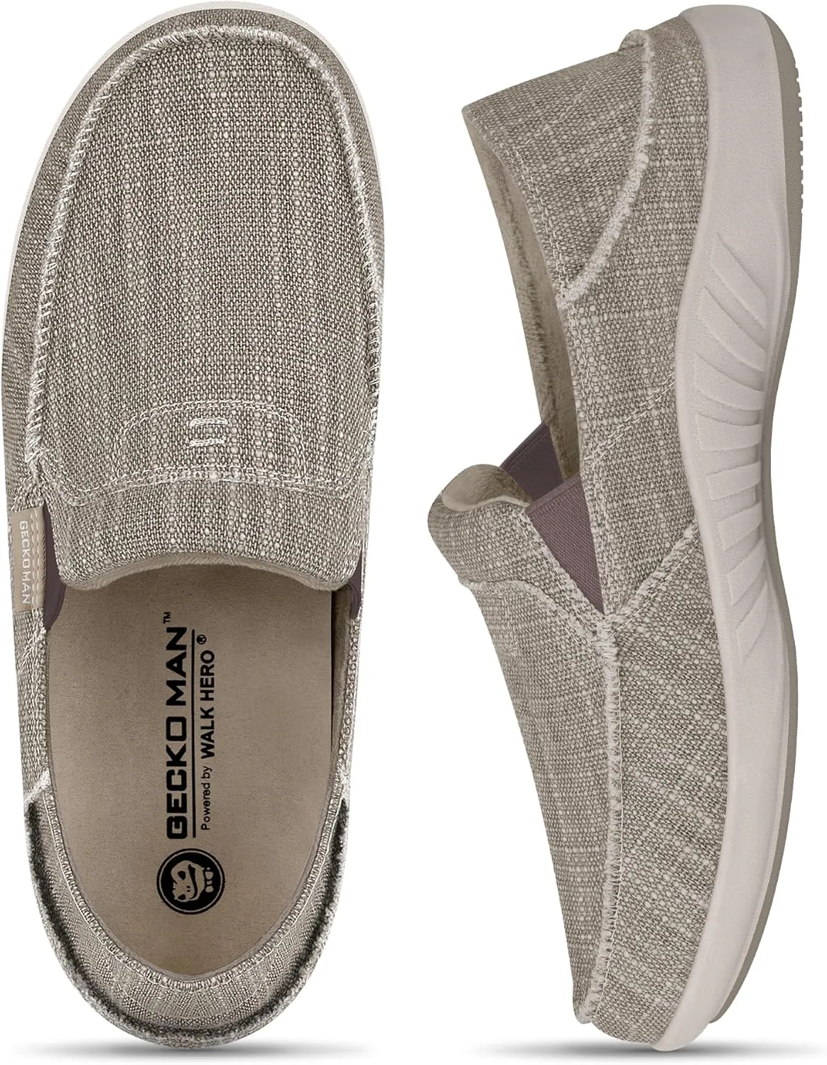 Mens Slip On Shoes, Canvas Loafers with Arch Support, Orthopedic Casual Sneakers for Plantar Fasciitis, Indoor & Outdoor Walking Slippers Shoes for Pain Relief