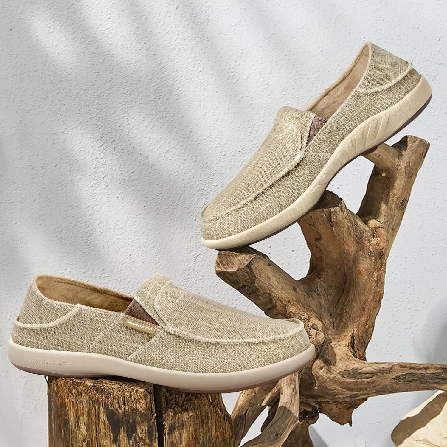 Mens Slip On Shoes, Canvas Loafers with Arch Support, Orthopedic Casual Sneakers for Plantar Fasciitis, Indoor & Outdoor Walking Slippers Shoes for Pain Relief