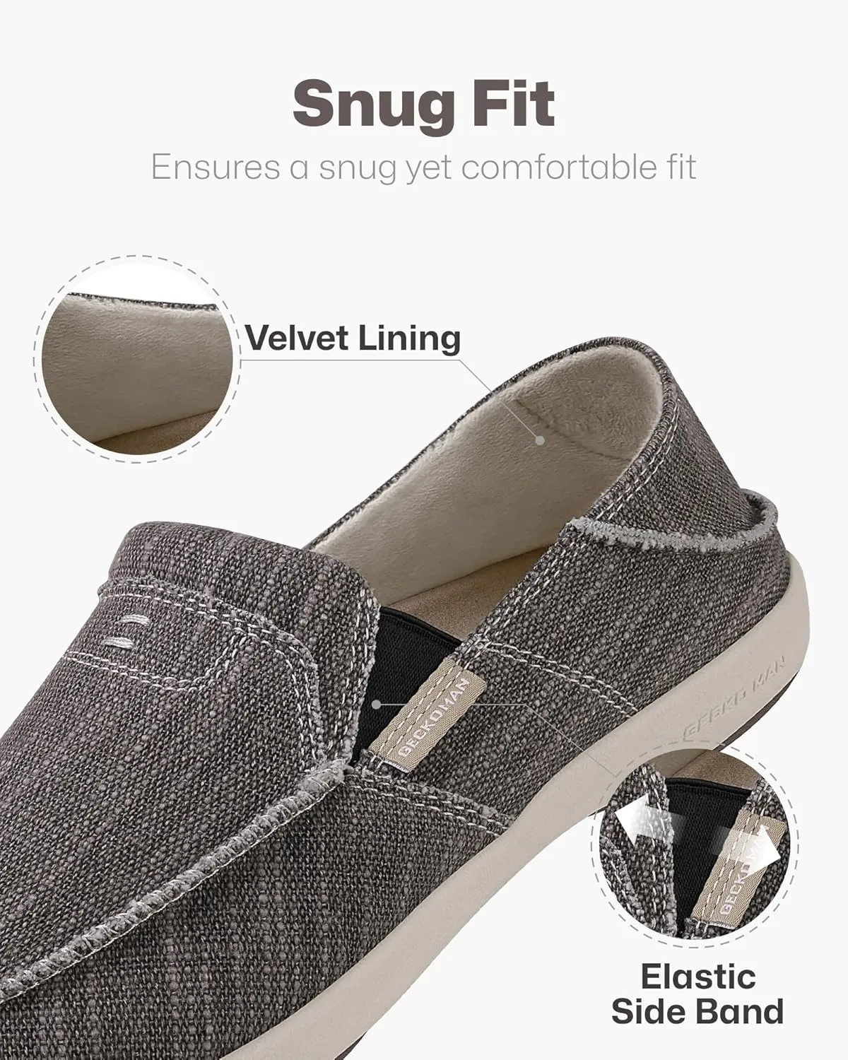 Mens Slip On Shoes, Canvas Loafers with Arch Support, Orthopedic Casual Sneakers for Plantar Fasciitis, Indoor & Outdoor Walking Slippers Shoes for Pain Relief