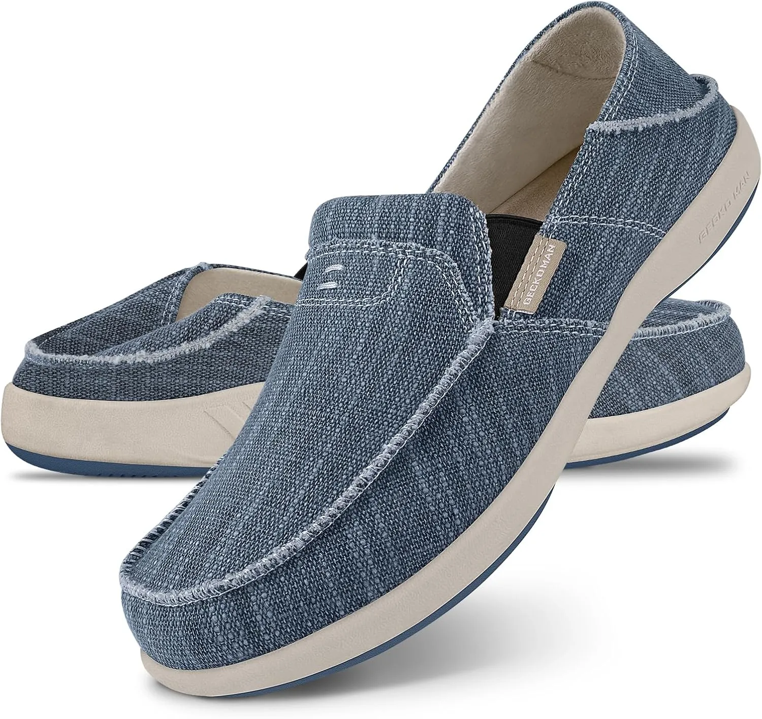 Mens Slip On Shoes, Canvas Loafers with Arch Support, Orthopedic Casual Sneakers for Plantar Fasciitis, Indoor & Outdoor Walking Slippers Shoes for Pain Relief
