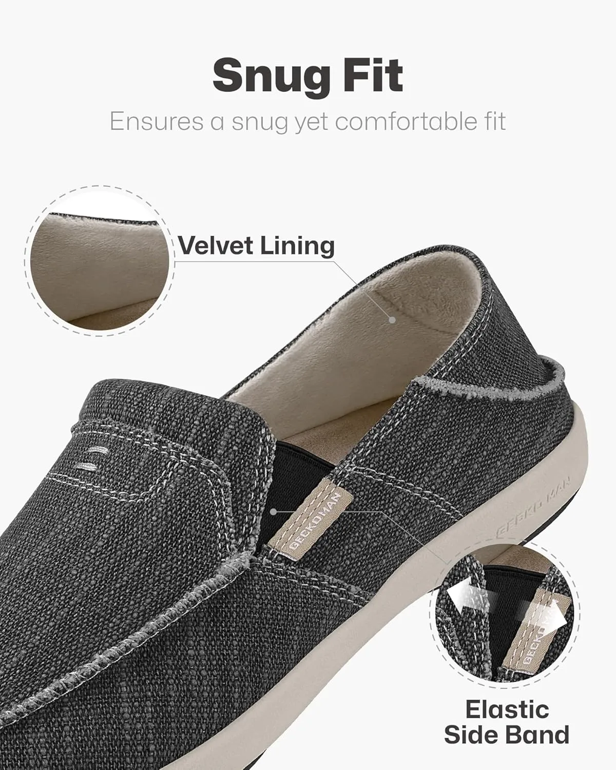 Mens Slip On Shoes, Canvas Loafers with Arch Support, Orthopedic Casual Sneakers for Plantar Fasciitis, Indoor & Outdoor Walking Slippers Shoes for Pain Relief