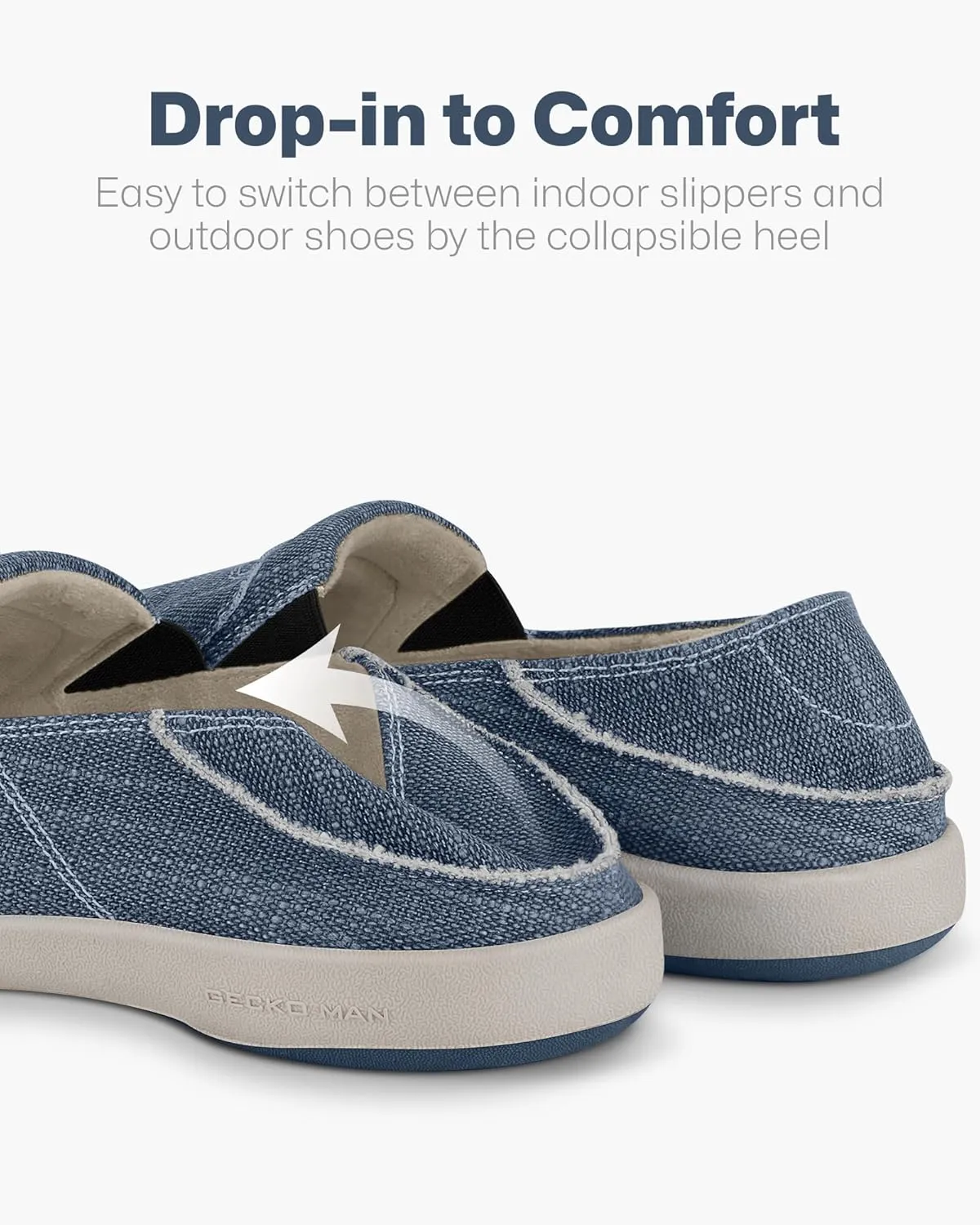 Mens Slip On Shoes, Canvas Loafers with Arch Support, Orthopedic Casual Sneakers for Plantar Fasciitis, Indoor & Outdoor Walking Slippers Shoes for Pain Relief