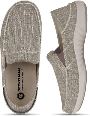 Mens Slip On Shoes, Canvas Loafers with Arch Support, Orthopedic Casual Sneakers for Plantar Fasciitis, Indoor & Outdoor Walking Slippers Shoes for Pain Relief