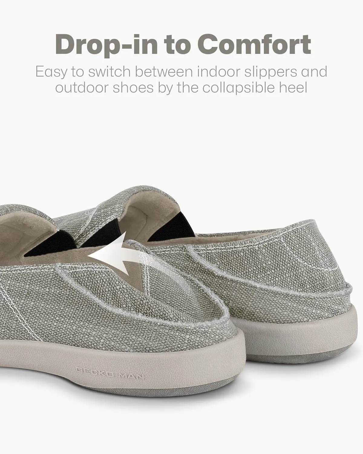 Mens Slip On Shoes, Canvas Loafers with Arch Support, Orthopedic Casual Sneakers for Plantar Fasciitis, Indoor & Outdoor Walking Slippers Shoes for Pain Relief