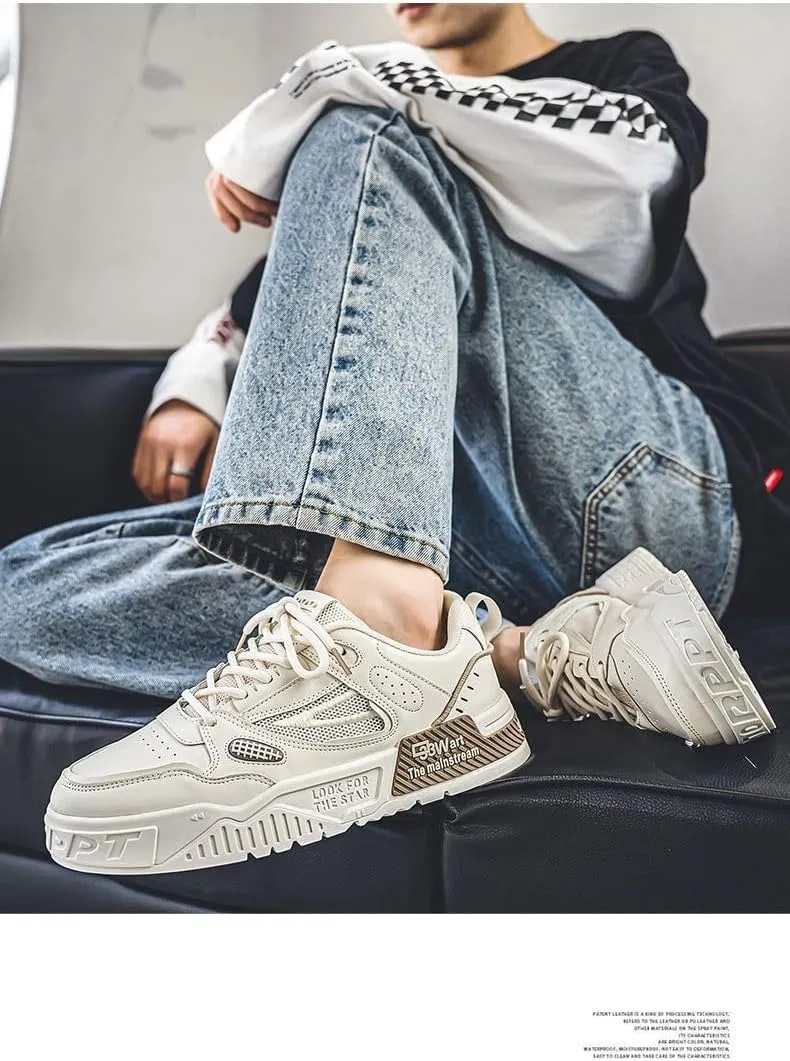 Men's Sneakers - Fashion Trendy Stylish Lace-up Skate Shoes for Street Style and Skateboarding