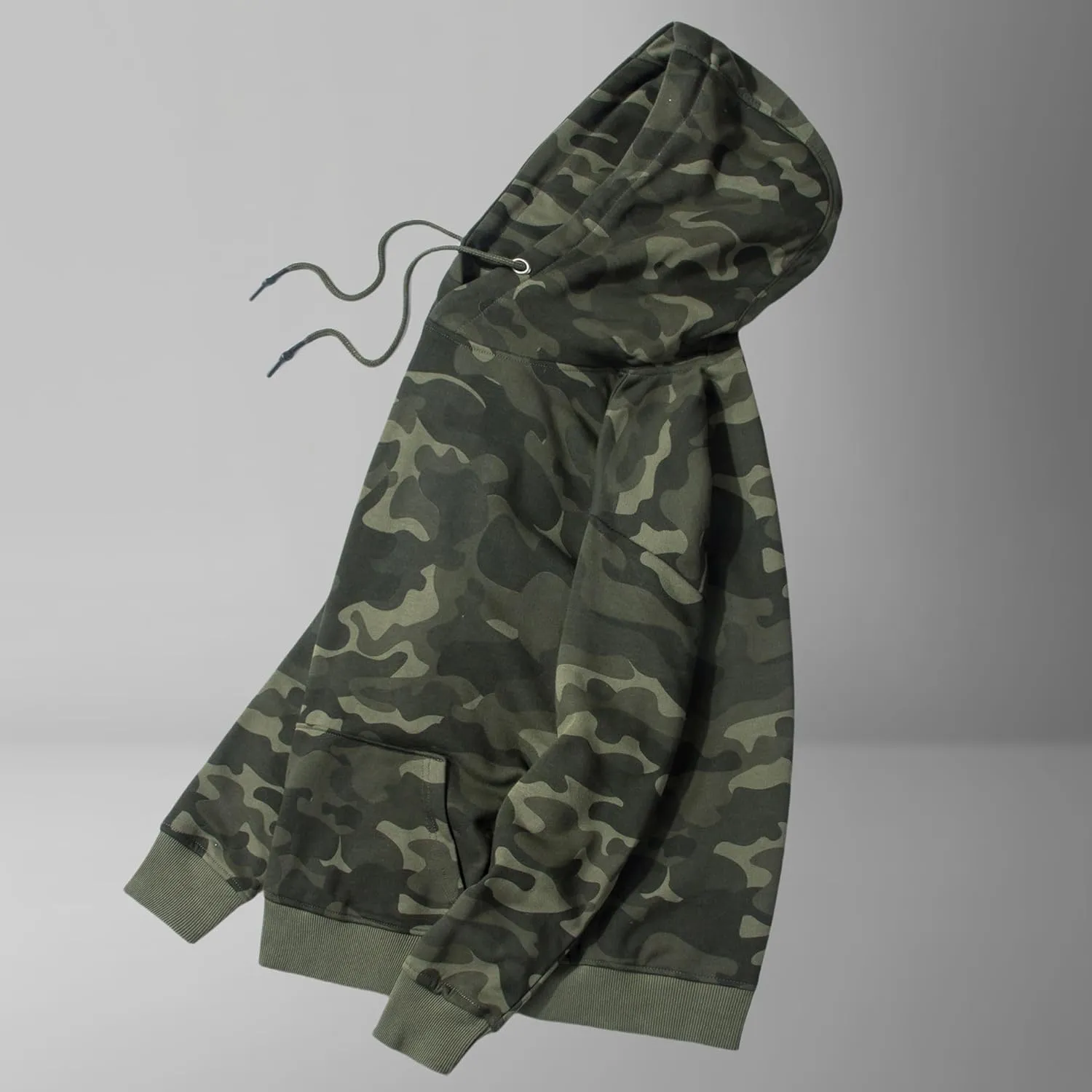 Men's Spring Autumn Camo Sports Loose Fit Casual Pullover Hooded Sweatshirt Outerwear