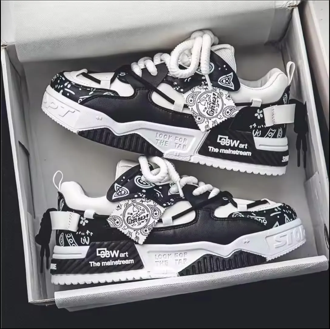 Men's Trendy Fashion Sneakers - Comfortable Non-Slip Lace-up Casual Shoes for Outdoor Activities, Fitness