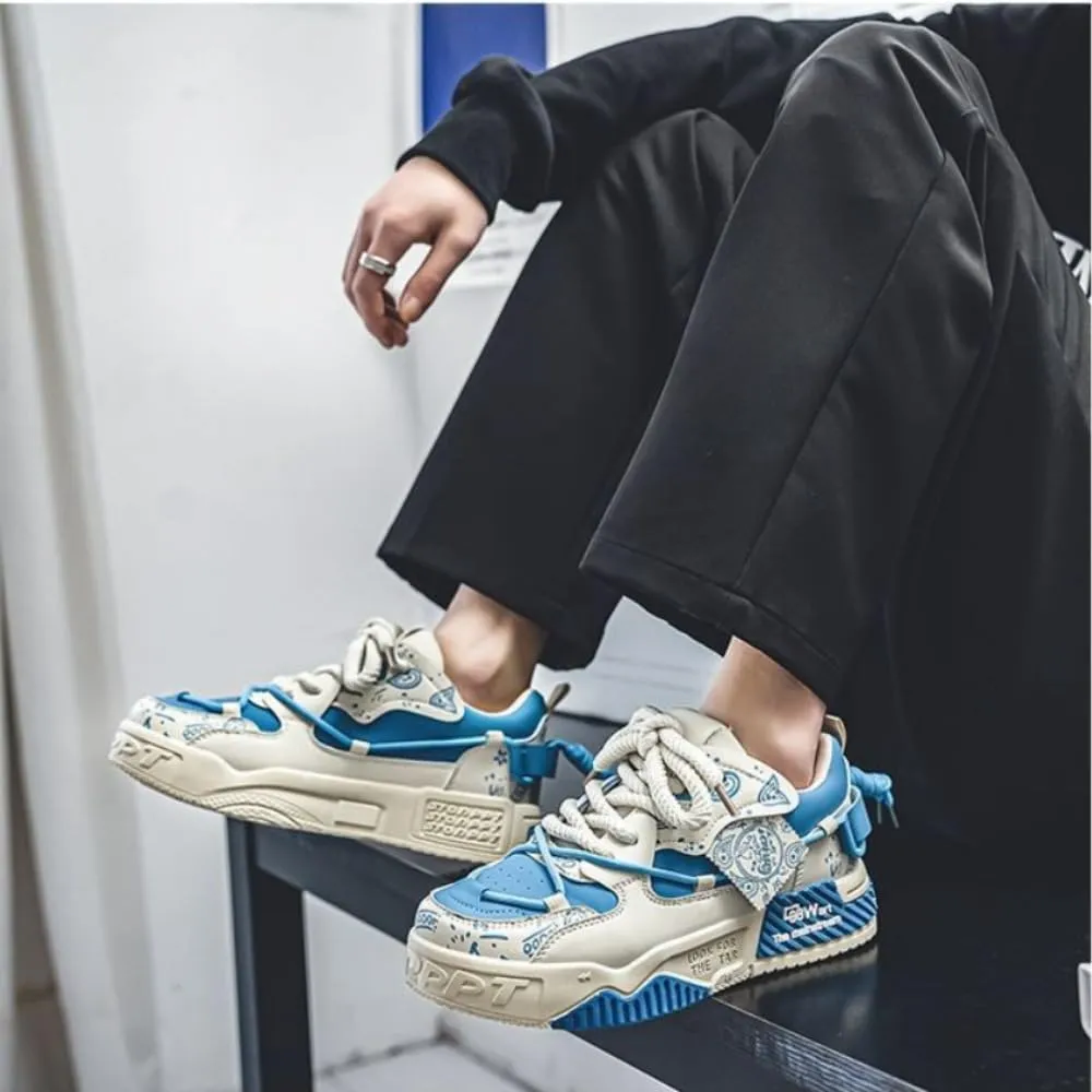 Men's Trendy Fashion Sneakers - Comfortable Non-Slip Lace-up Casual Shoes for Outdoor Activities, Fitness