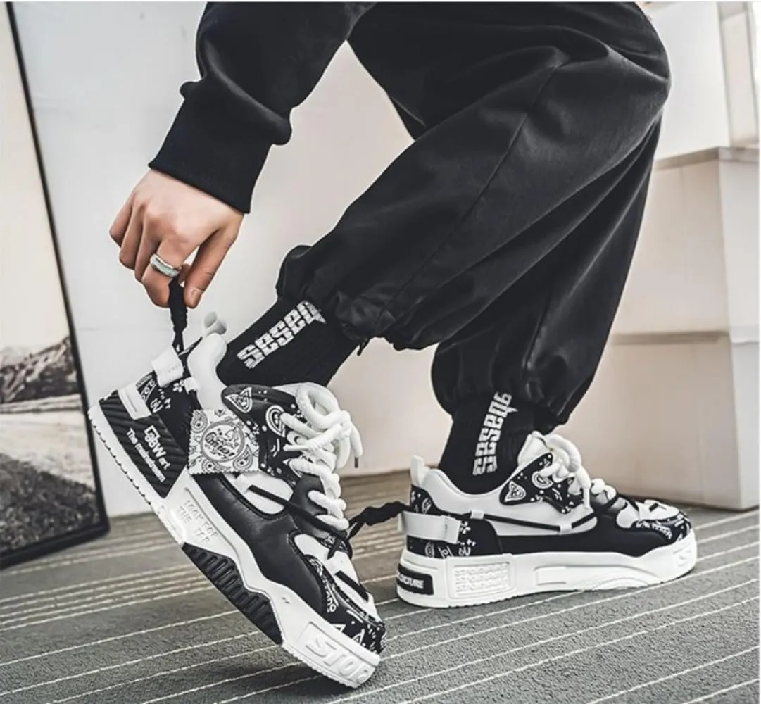 Men's Trendy Fashion Sneakers - Comfortable Non-Slip Lace-up Casual Shoes for Outdoor Activities, Fitness