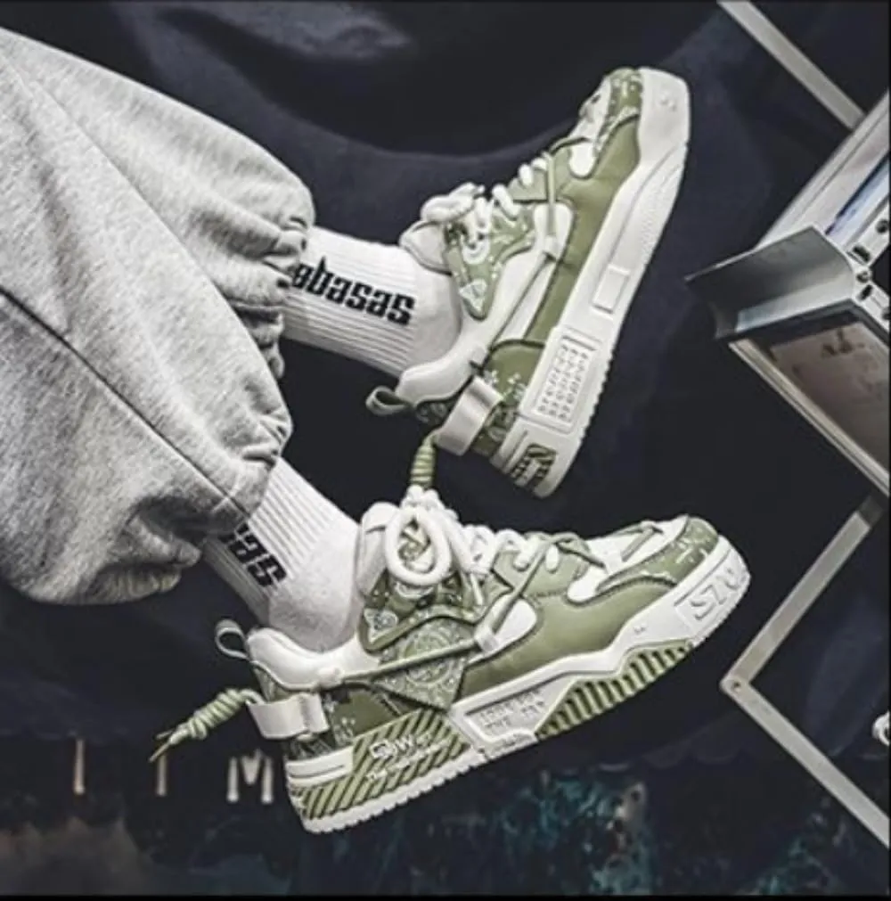 Men's Trendy Fashion Sneakers - Comfortable Non-Slip Lace-up Casual Shoes for Outdoor Activities, Fitness