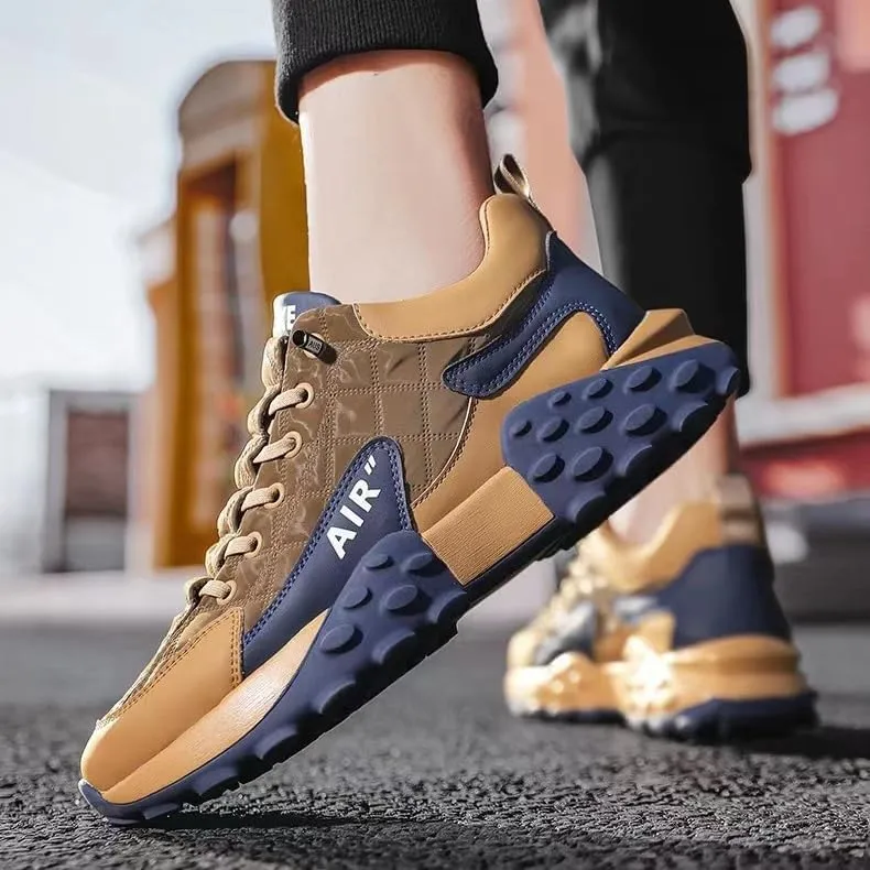 Men's Trendy Lace-Up Street Style Sneakers for Outdoor Activities - Non-Slip Durable Comfort