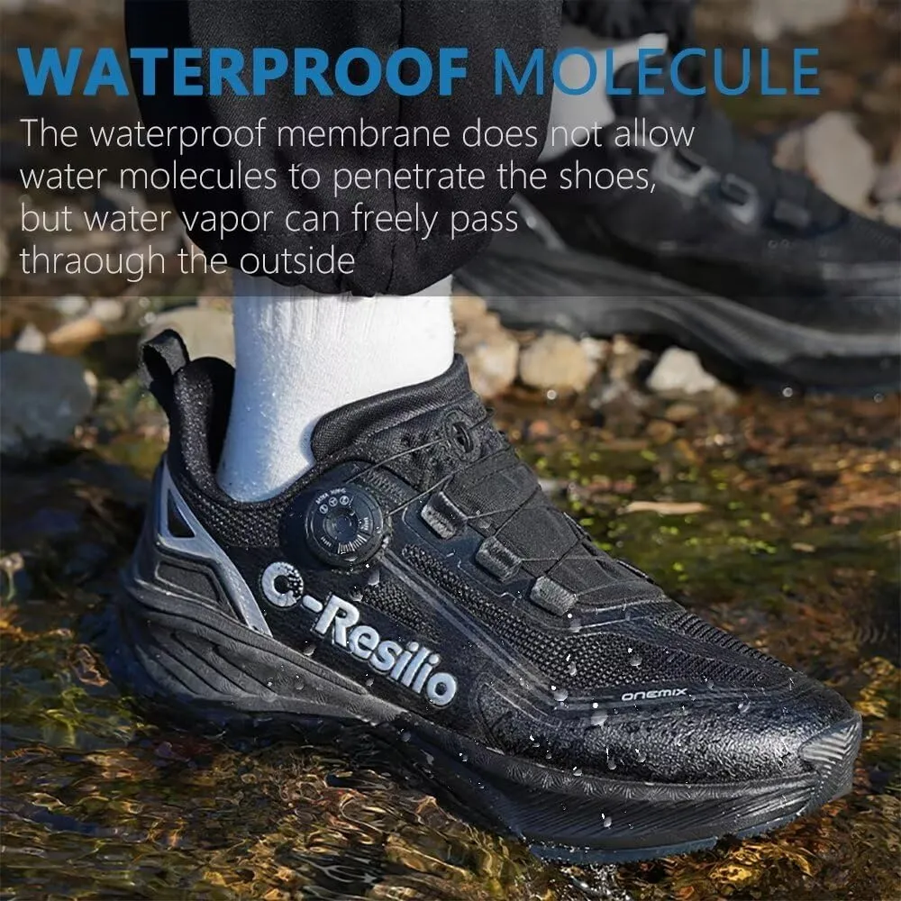 Mens Waterproof Hiking Shoes Quick Laces Outdoors Walking Trekking Camping Tennis Sneakers