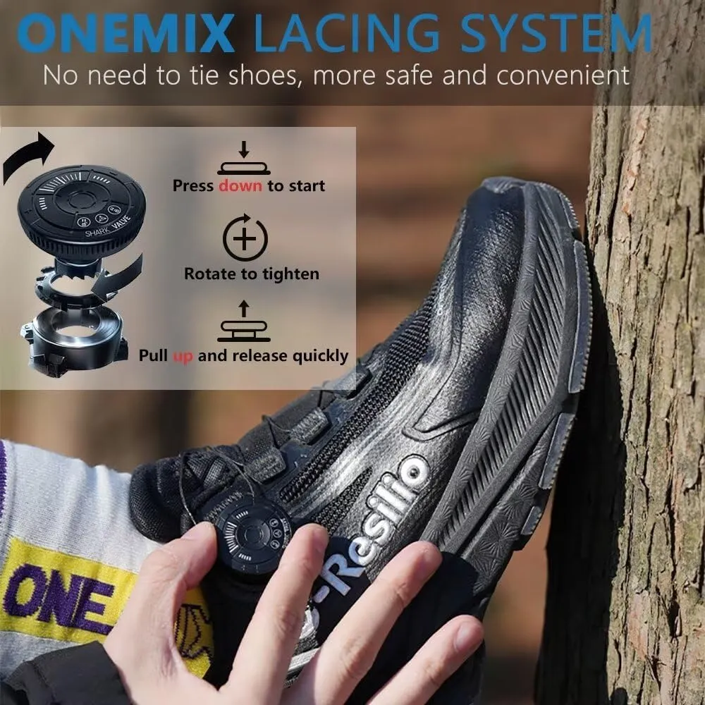 Mens Waterproof Hiking Shoes Quick Laces Outdoors Walking Trekking Camping Tennis Sneakers