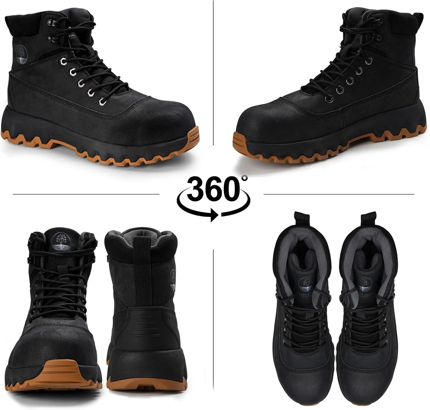 Mens work boots Composite Toe Boots for Men Genuine Leather Rubber Sole No Slip Waterproof Shoes Industrial & Construction Safety boots