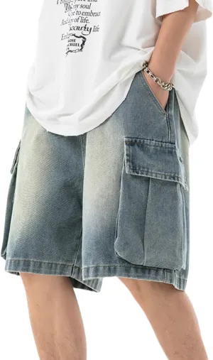 Mens Y2k Baggy Jeans Shorts Hip Hop Baggy Jorts Grunge Shorts Skater Pants Denim Cargo Shorts for Men