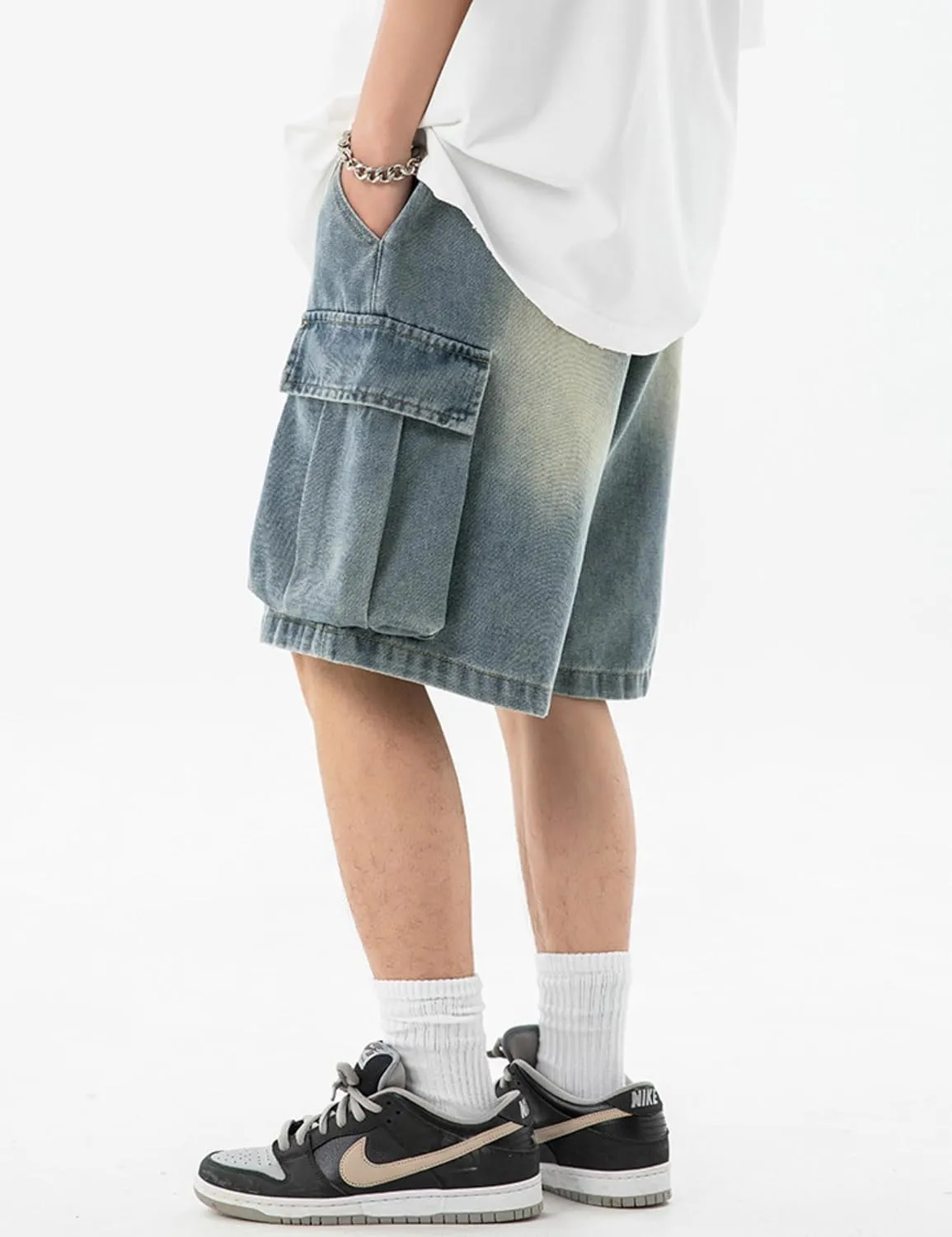 Mens Y2k Baggy Jeans Shorts Hip Hop Baggy Jorts Grunge Shorts Skater Pants Denim Cargo Shorts for Men