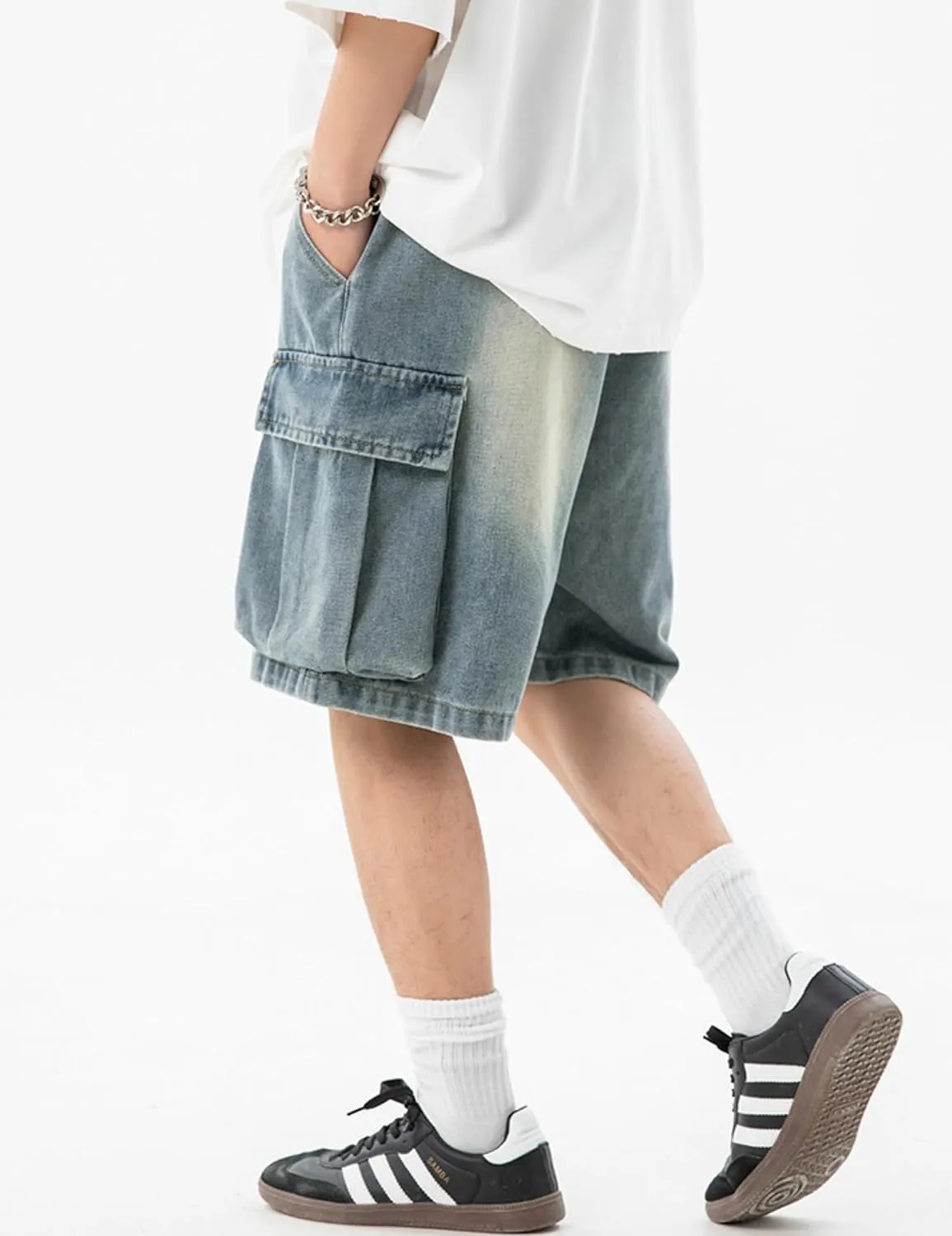 Mens Y2k Baggy Jeans Shorts Hip Hop Baggy Jorts Grunge Shorts Skater Pants Denim Cargo Shorts for Men