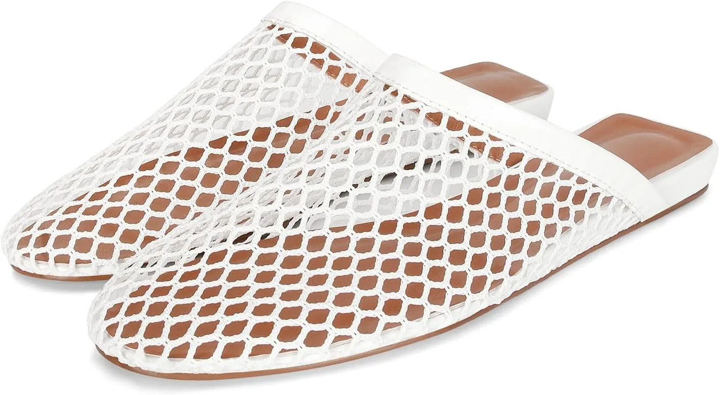 Mesh Ballet Flats for Women Buckle Strap Comfy Casual Office Fishnet Ballerina Flat Shoes