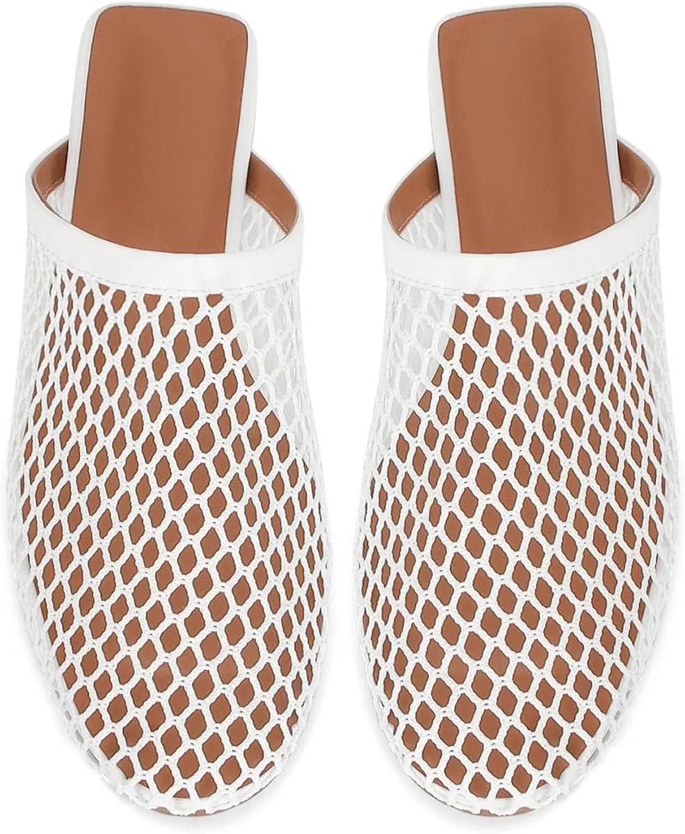 Mesh Ballet Flats for Women Buckle Strap Comfy Casual Office Fishnet Ballerina Flat Shoes