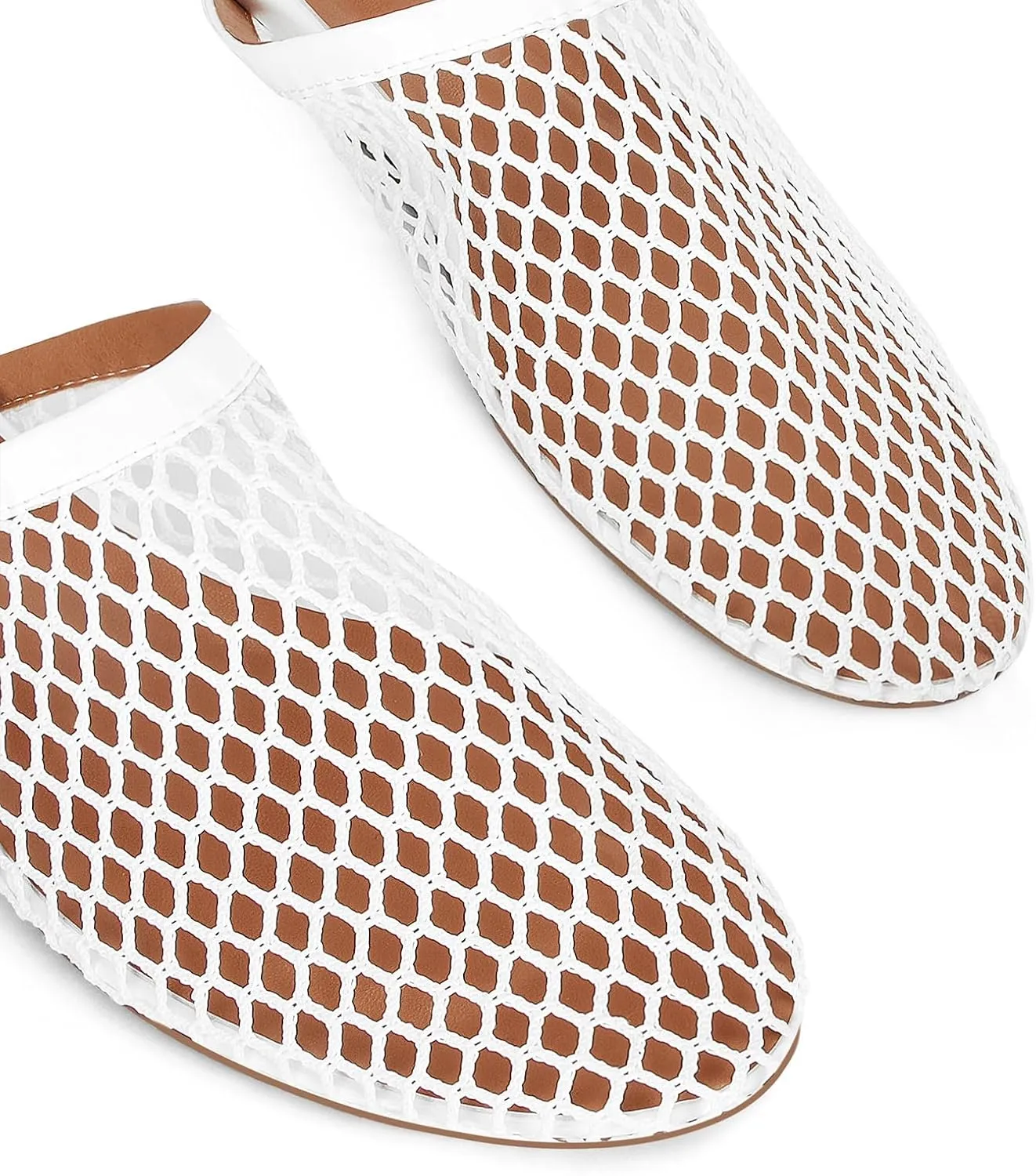 Mesh Ballet Flats for Women Buckle Strap Comfy Casual Office Fishnet Ballerina Flat Shoes