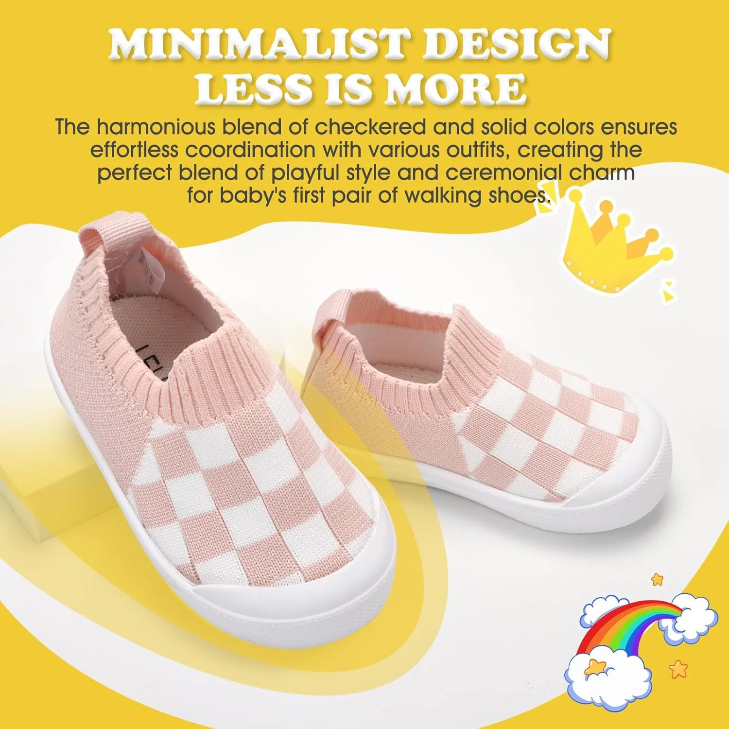 Mesh Toddler Shoes,Baby Sneakers Girls Boys, Baby Sock Shoe,Slip-On Baby Walking Shoes,Breathable Toddler Tennis Shoes,Baby Non-Slip Breathable Slippers with Soft Rubber Soles 6 9 12 18 24 Months