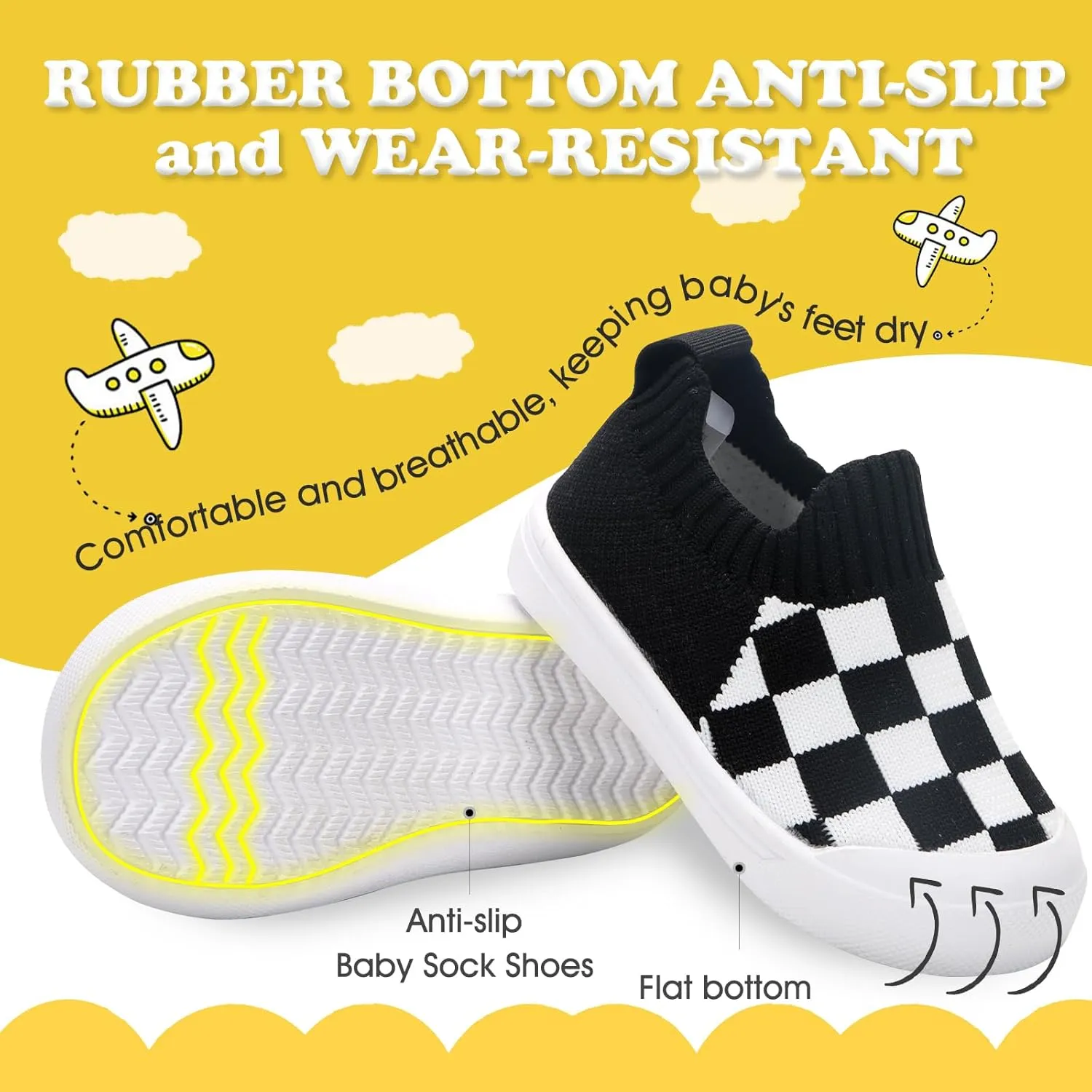 Mesh Toddler Shoes,Baby Sneakers Girls Boys, Baby Sock Shoe,Slip-On Baby Walking Shoes,Breathable Toddler Tennis Shoes,Baby Non-Slip Breathable Slippers with Soft Rubber Soles 6 9 12 18 24 Months