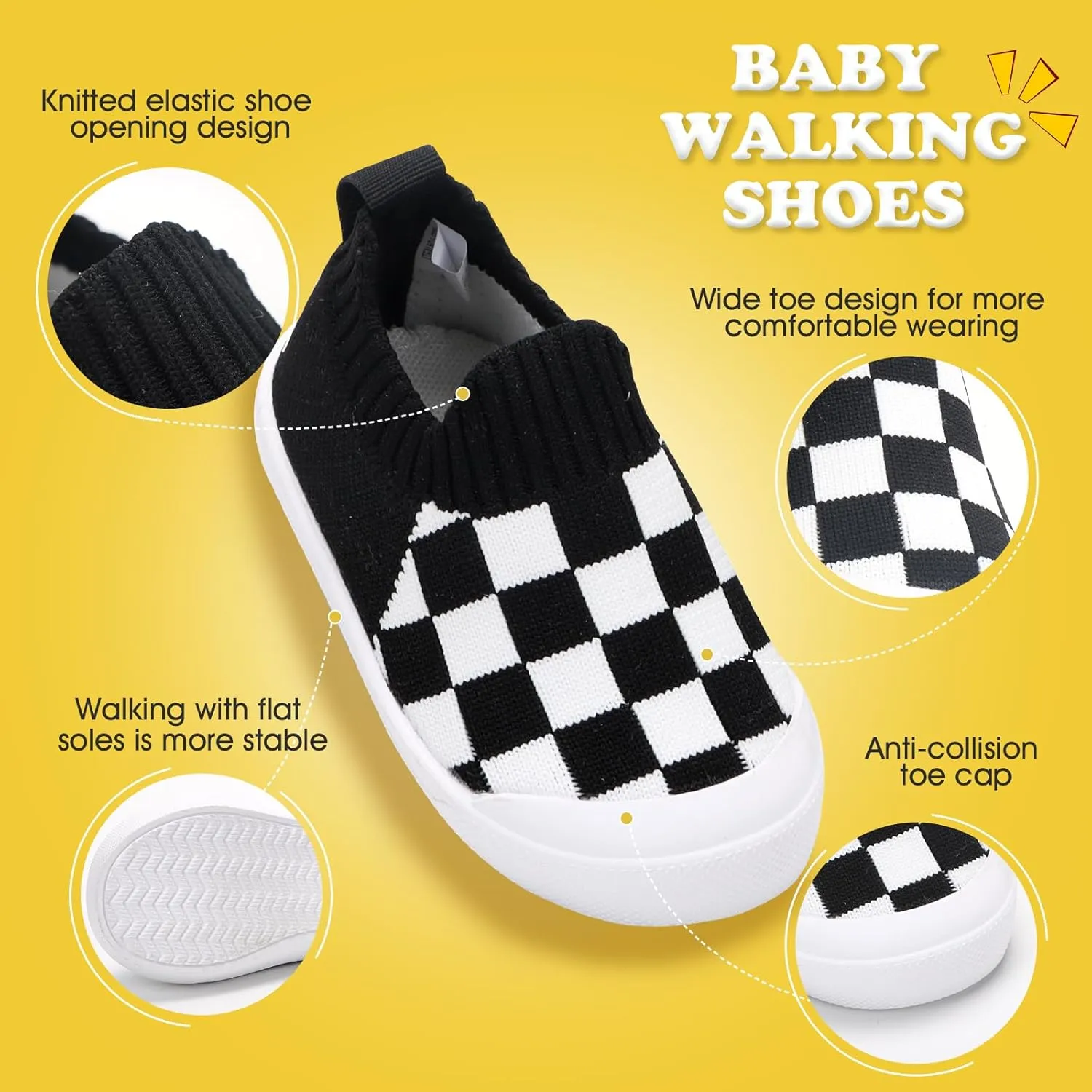 Mesh Toddler Shoes,Baby Sneakers Girls Boys, Baby Sock Shoe,Slip-On Baby Walking Shoes,Breathable Toddler Tennis Shoes,Baby Non-Slip Breathable Slippers with Soft Rubber Soles 6 9 12 18 24 Months