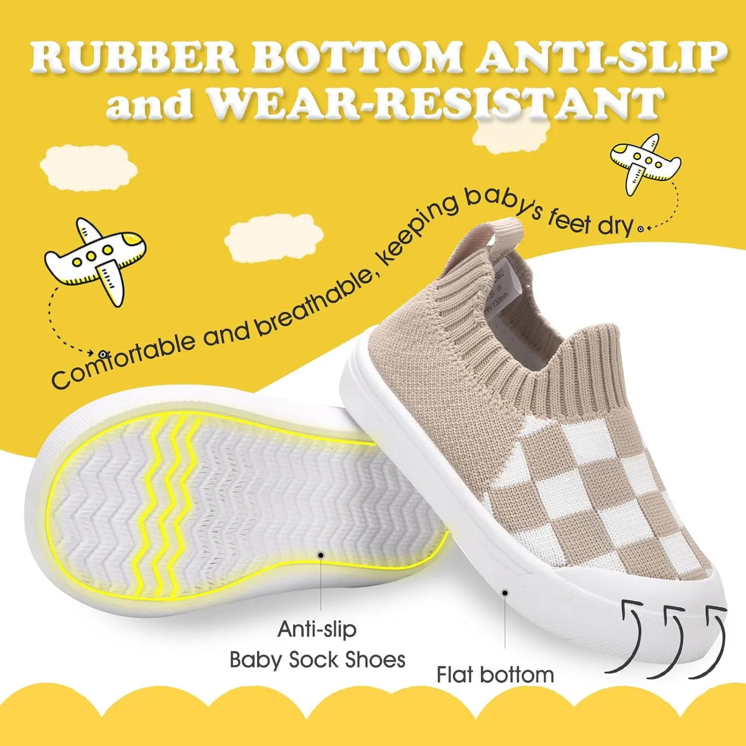 Mesh Toddler Shoes,Baby Sneakers Girls Boys, Baby Sock Shoe,Slip-On Baby Walking Shoes,Breathable Toddler Tennis Shoes,Baby Non-Slip Breathable Slippers with Soft Rubber Soles 6 9 12 18 24 Months