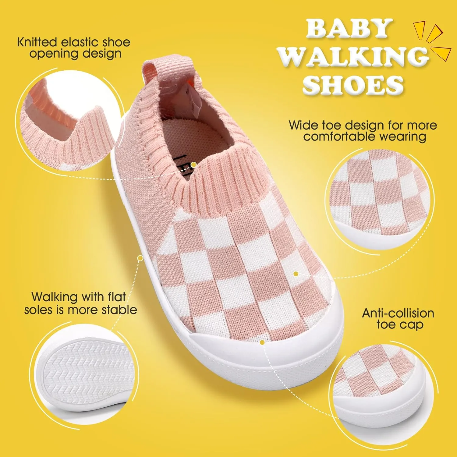 Mesh Toddler Shoes,Baby Sneakers Girls Boys, Baby Sock Shoe,Slip-On Baby Walking Shoes,Breathable Toddler Tennis Shoes,Baby Non-Slip Breathable Slippers with Soft Rubber Soles 6 9 12 18 24 Months