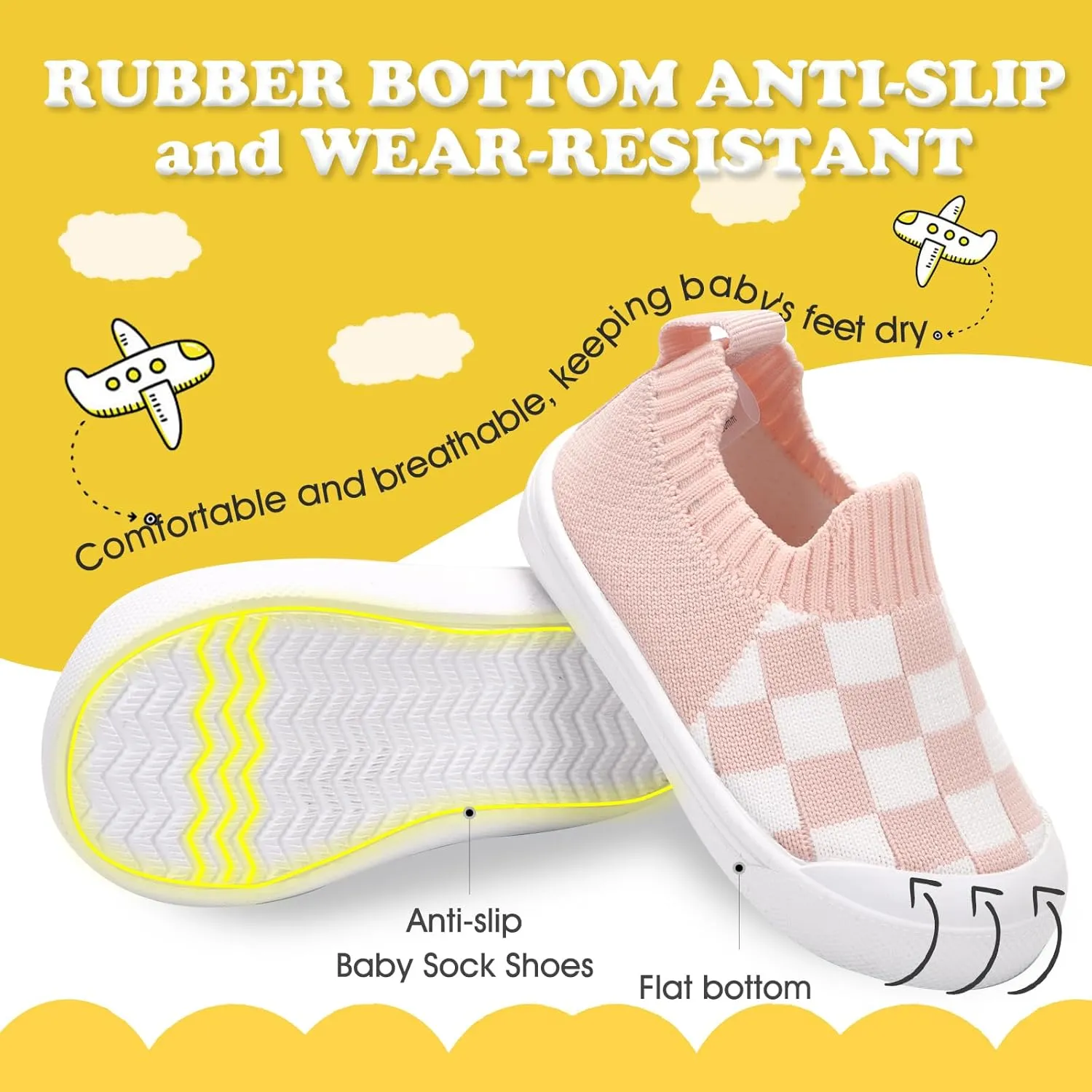 Mesh Toddler Shoes,Baby Sneakers Girls Boys, Baby Sock Shoe,Slip-On Baby Walking Shoes,Breathable Toddler Tennis Shoes,Baby Non-Slip Breathable Slippers with Soft Rubber Soles 6 9 12 18 24 Months