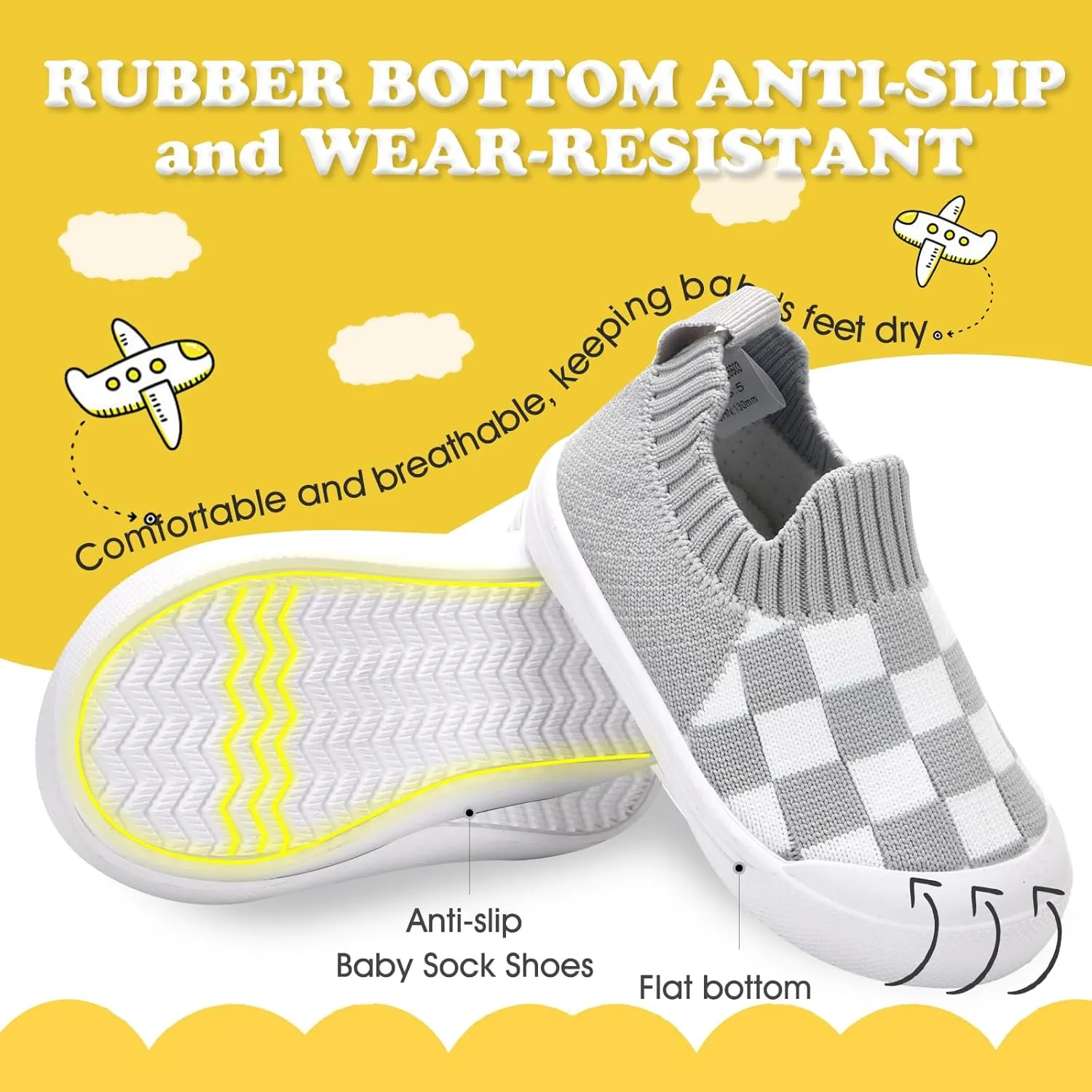 Mesh Toddler Shoes,Baby Sneakers Girls Boys, Baby Sock Shoe,Slip-On Baby Walking Shoes,Breathable Toddler Tennis Shoes,Baby Non-Slip Breathable Slippers with Soft Rubber Soles 6 9 12 18 24 Months