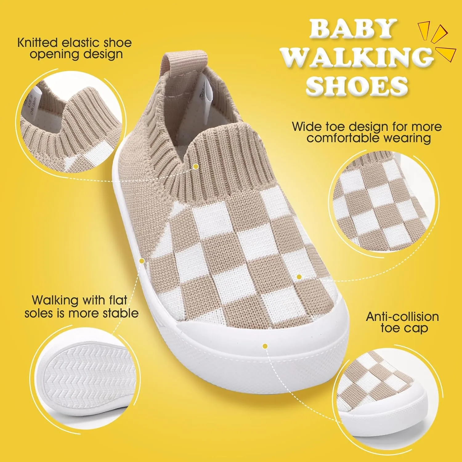 Mesh Toddler Shoes,Baby Sneakers Girls Boys, Baby Sock Shoe,Slip-On Baby Walking Shoes,Breathable Toddler Tennis Shoes,Baby Non-Slip Breathable Slippers with Soft Rubber Soles 6 9 12 18 24 Months