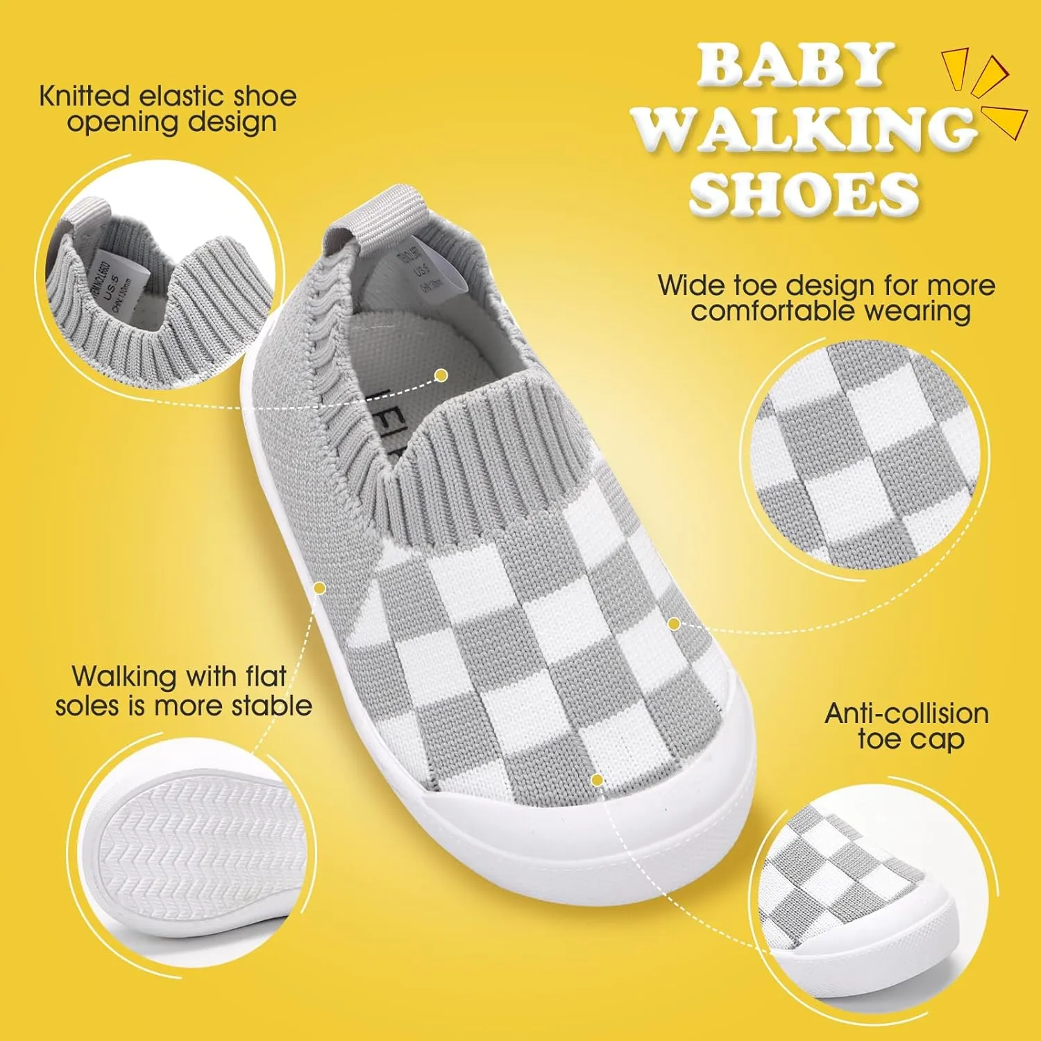 Mesh Toddler Shoes,Baby Sneakers Girls Boys, Baby Sock Shoe,Slip-On Baby Walking Shoes,Breathable Toddler Tennis Shoes,Baby Non-Slip Breathable Slippers with Soft Rubber Soles 6 9 12 18 24 Months