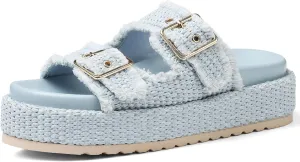 mikarka Raffia Platform Sandals for Women 2025: Resort Womens Sandals Comfortable - Summer Beach Sandals Buckle Straps Espadrilles Flatform Slides Mules
