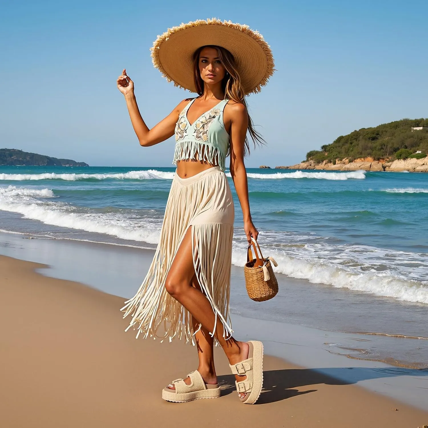 mikarka Raffia Platform Sandals for Women 2025: Resort Womens Sandals Comfortable - Summer Beach Sandals Buckle Straps Espadrilles Flatform Slides Mules