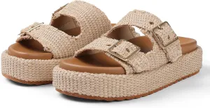 mikarka Raffia Platform Sandals for Women 2025: Resort Womens Sandals Comfortable - Summer Beach Sandals Buckle Straps Espadrilles Flatform Slides Mules