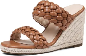 mikarka Slip On Wedge Sandals for Women: Open Toe Comfortable Espadrilles Wedges - Braided Straps Dressy High Heel Summer Beach Sandals Resort Platform Slides Mules