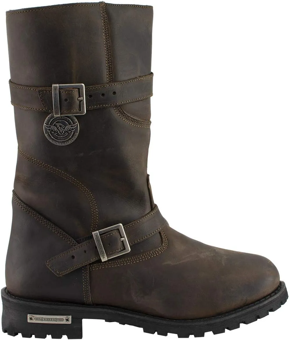 Milwaukee Leather MBM9063 Men's Classic Distressed Brown Leather Motorcycle Engineer Riding Biker Boots - 10
