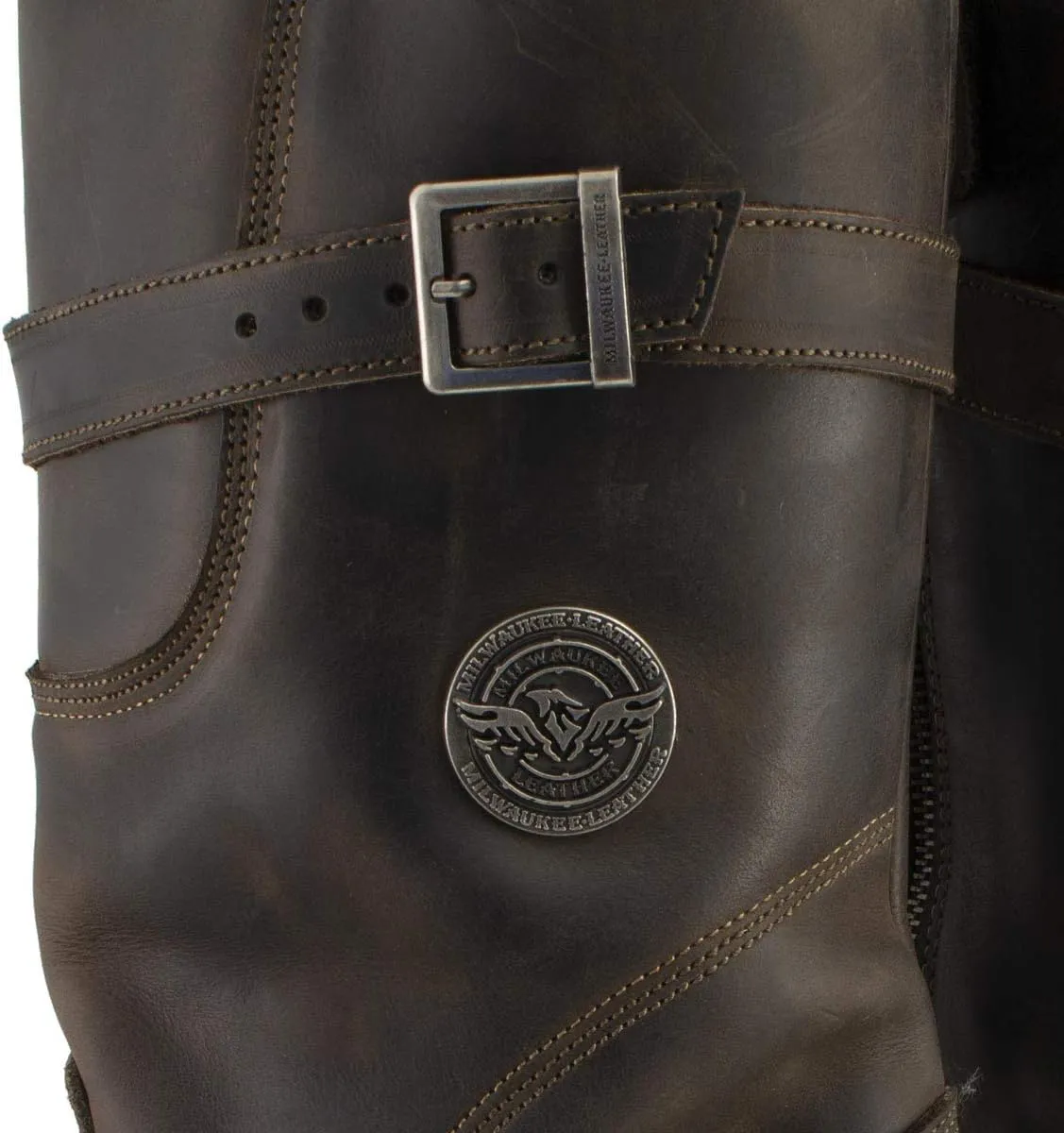 Milwaukee Leather MBM9063 Men's Classic Distressed Brown Leather Motorcycle Engineer Riding Biker Boots - 10