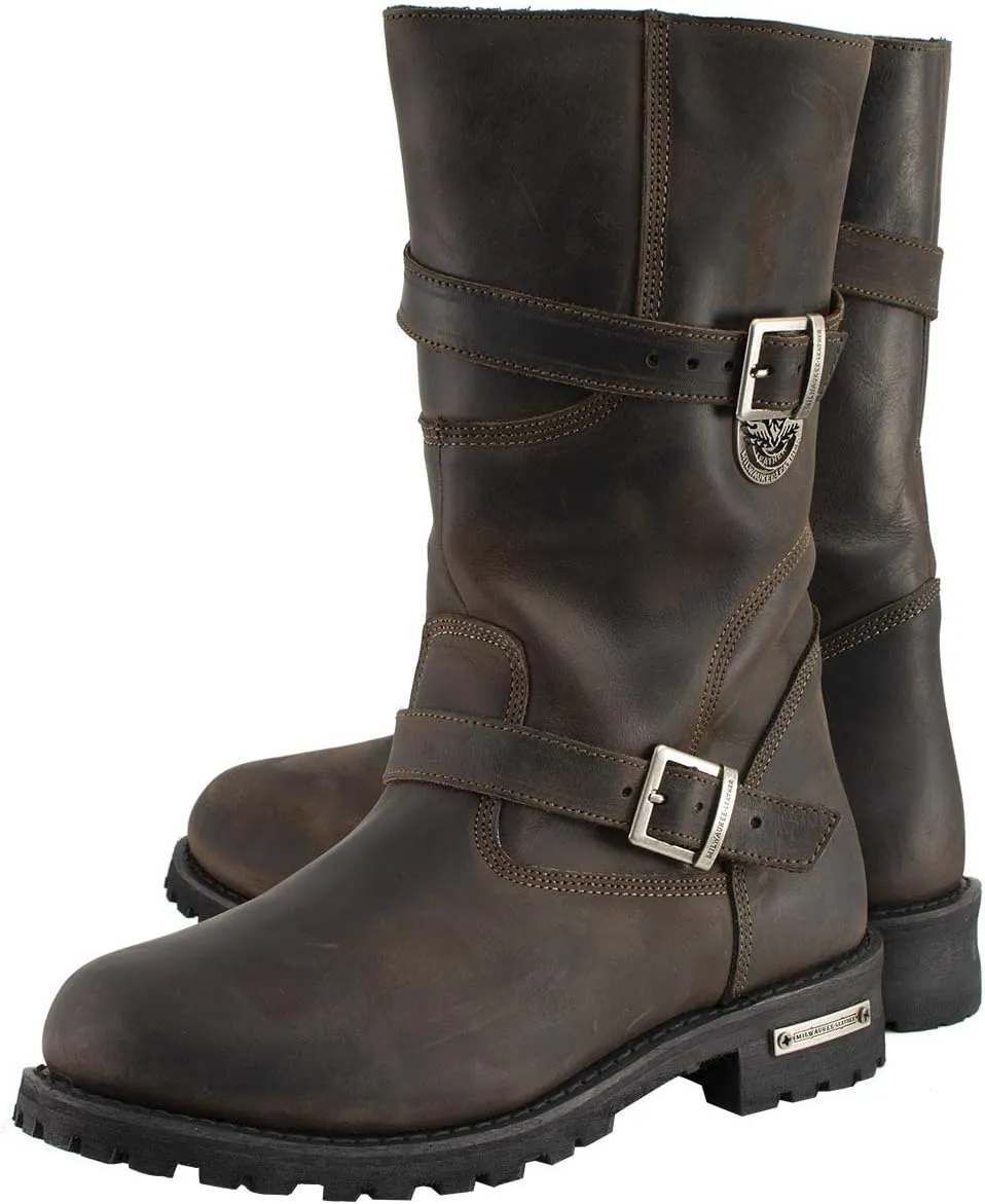 Milwaukee Leather MBM9063 Men's Classic Distressed Brown Leather Motorcycle Engineer Riding Biker Boots - 10