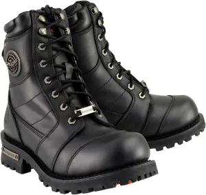 Milwaukee Leather Men's Classic Black Leather 8-inch Lace-Up Logger Motorcycle Rider Boots MBM9030-10