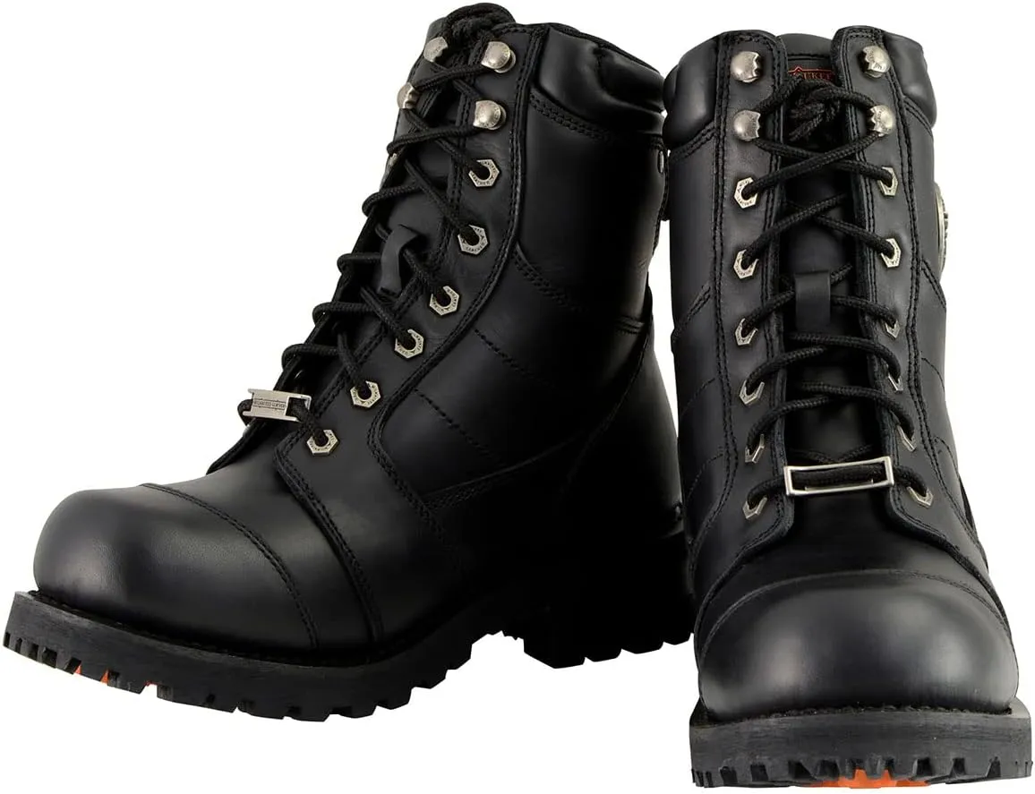 Milwaukee Leather Men's Classic Black Leather 8-inch Lace-Up Logger Motorcycle Rider Boots MBM9030-10