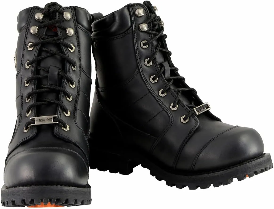 Milwaukee Leather Men's Classic Black Leather 8-inch Lace-Up Logger Motorcycle Rider Boots MBM9030-10