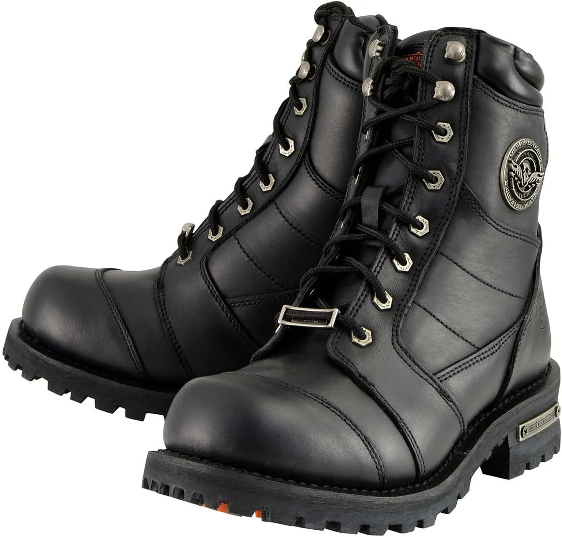 Milwaukee Leather Men's Classic Black Leather 8-inch Lace-Up Logger Motorcycle Rider Boots MBM9030-10