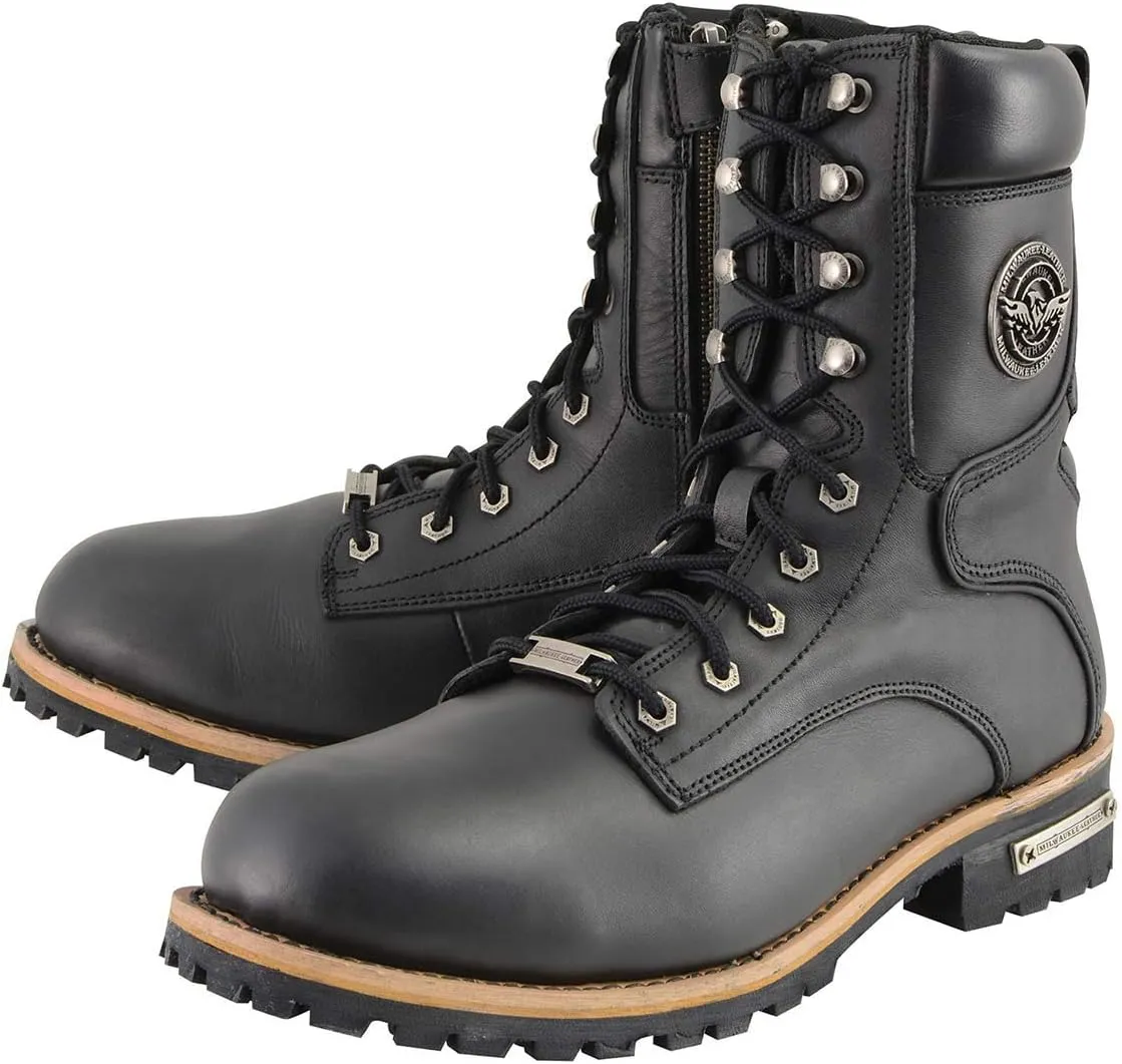 Milwaukee Leather Men's Classic Boots with Side Zip Closure