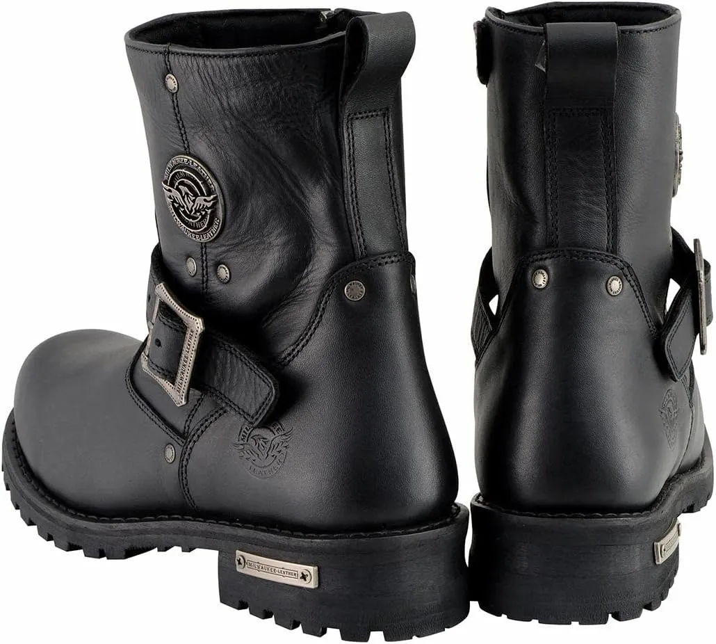 Milwaukee Leather Men’s Premium Leather Classic Engineer Motorcycle Riding Boots Collection - 8.5