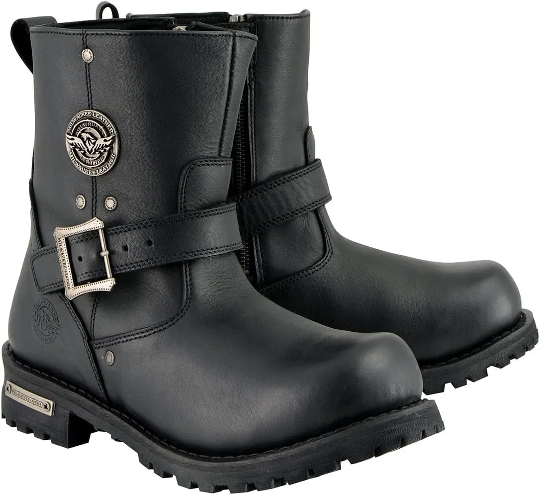 Milwaukee Leather Men’s Premium Leather Classic Engineer Motorcycle Riding Boots Collection - 8.5