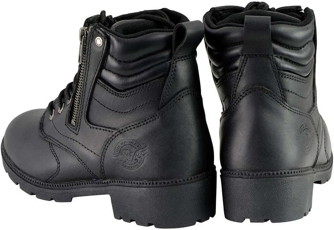 Milwaukee Leather Women's Premium Leather Lace-Up Motorcycle Rider Boots Collection MBL - 8.5W