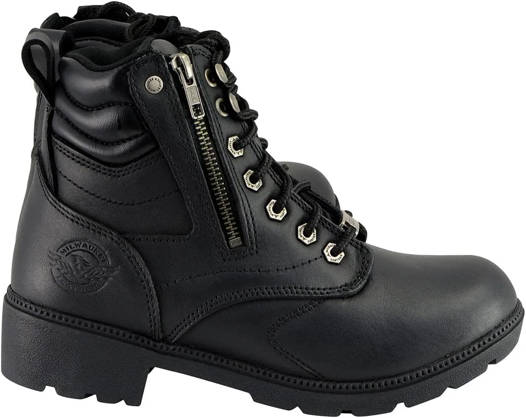 Milwaukee Leather Women's Premium Leather Lace-Up Motorcycle Rider Boots Collection MBL - 8.5W
